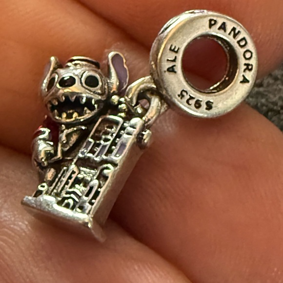 Pandora Silver Stitch Charm with Black Accents - Picture 1 of 6
